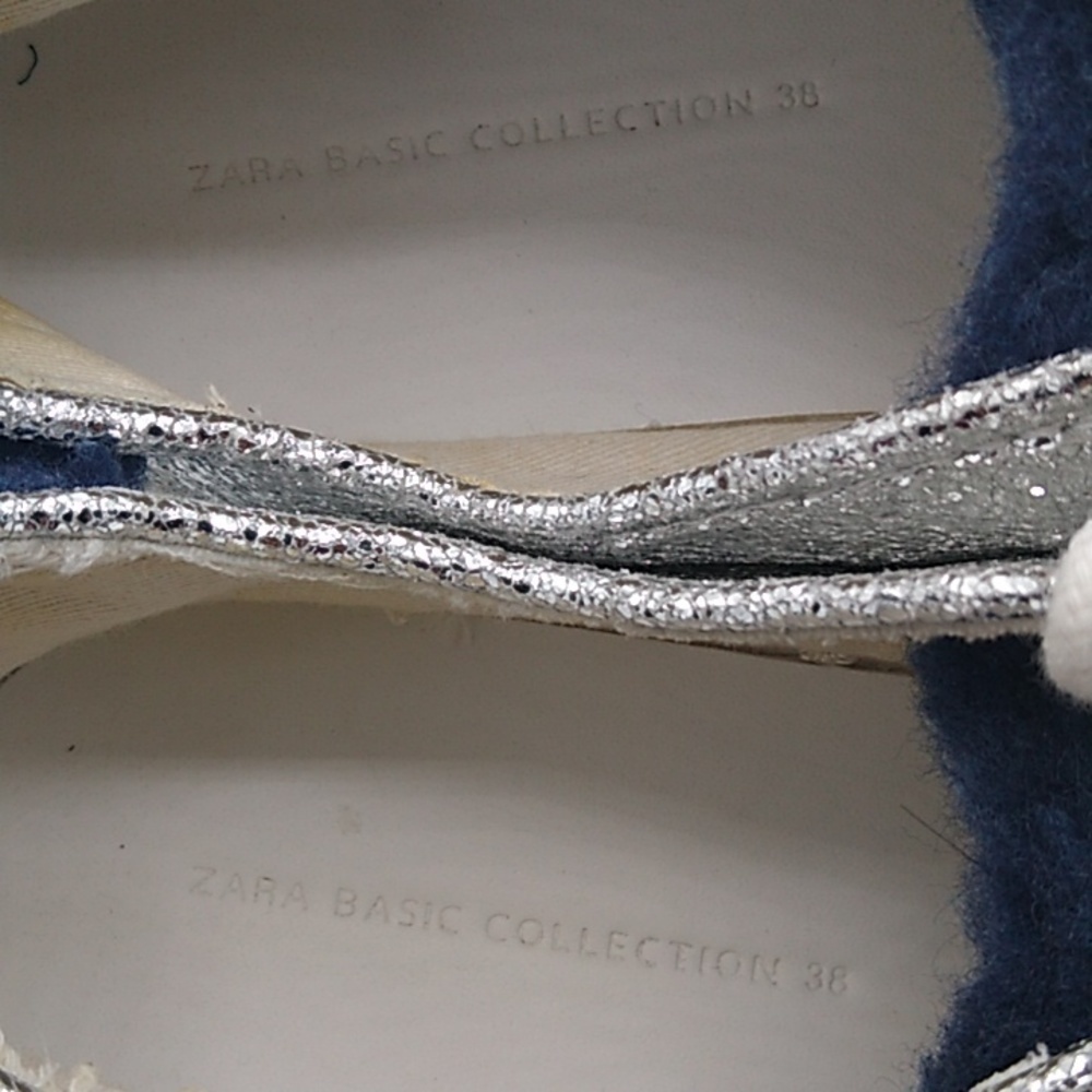 Zara Basic Collection Silver Metallic Sneakers Size -38/US 7.5 - Picture 13 of 16